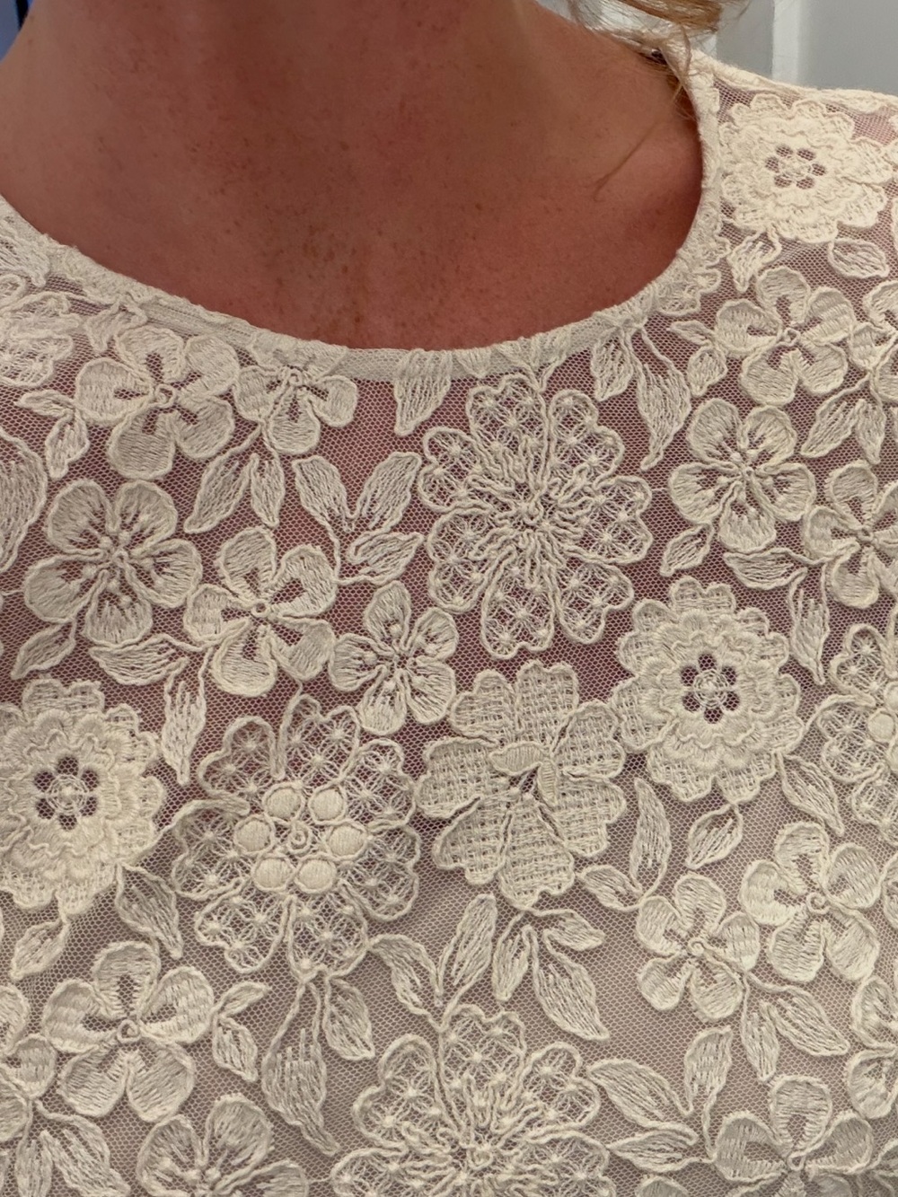 Veronica Beard Cream Floral Lace Mini Dress